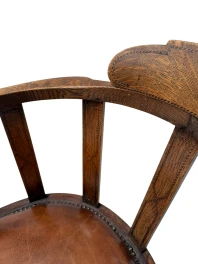 Art Deco Captain"s Chair or Armchair with Leather Seat, 1930s